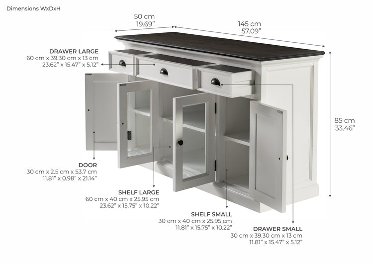 Halifax Contrast Buffet with 4 Doors 3 Drawers - Lifestyle View | Marcottestyle