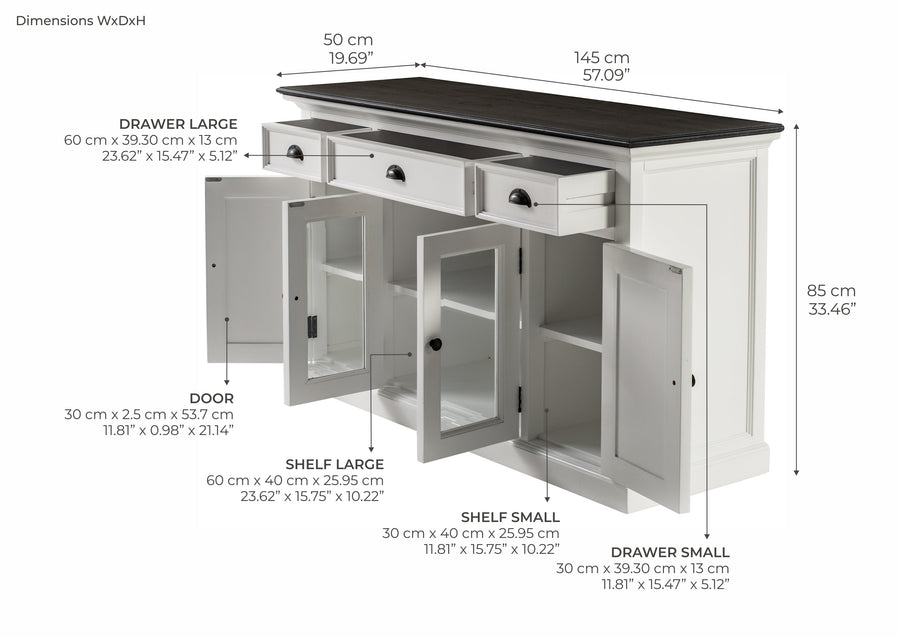 Halifax Kontrast Buffet mit 4 Türen 3 Schubladen - Lifestyle View | Marcottestyle
