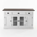 Buffet met 4 deuren en 3 lades - wit distressed & donkerbruin
