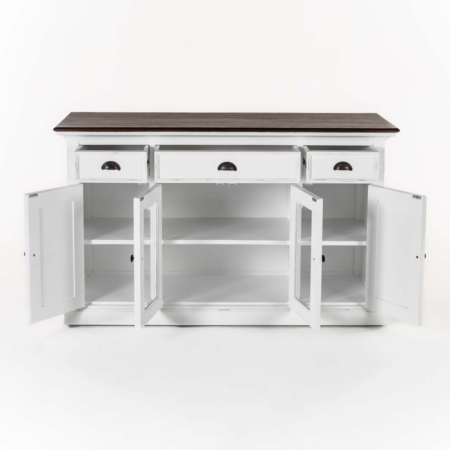 Buffet met 4 Deuren 3 Lades Witte Distress & Deep Brown - Lifestyle View | Marcottestyle