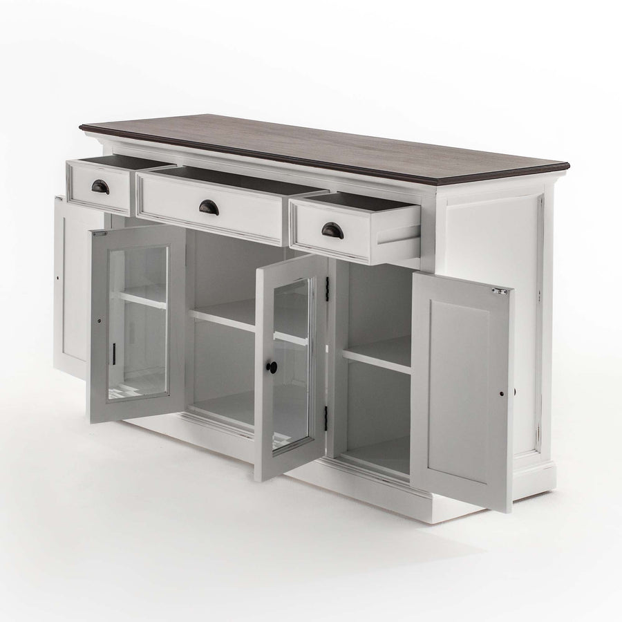 Buffet met 4 Deuren 3 Lades Witte Distress & Deep Brown - Lifestyle View | Marcottestyle