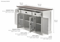 Buffet met 4 Deuren 3 Lades Witte Distress & Deep Brown - Lifestyle View | Marcottestyle