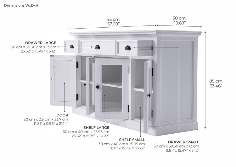 Halifax Buffet with 4 Doors 3 Drawers - Lifestyle View | Marcottestyle