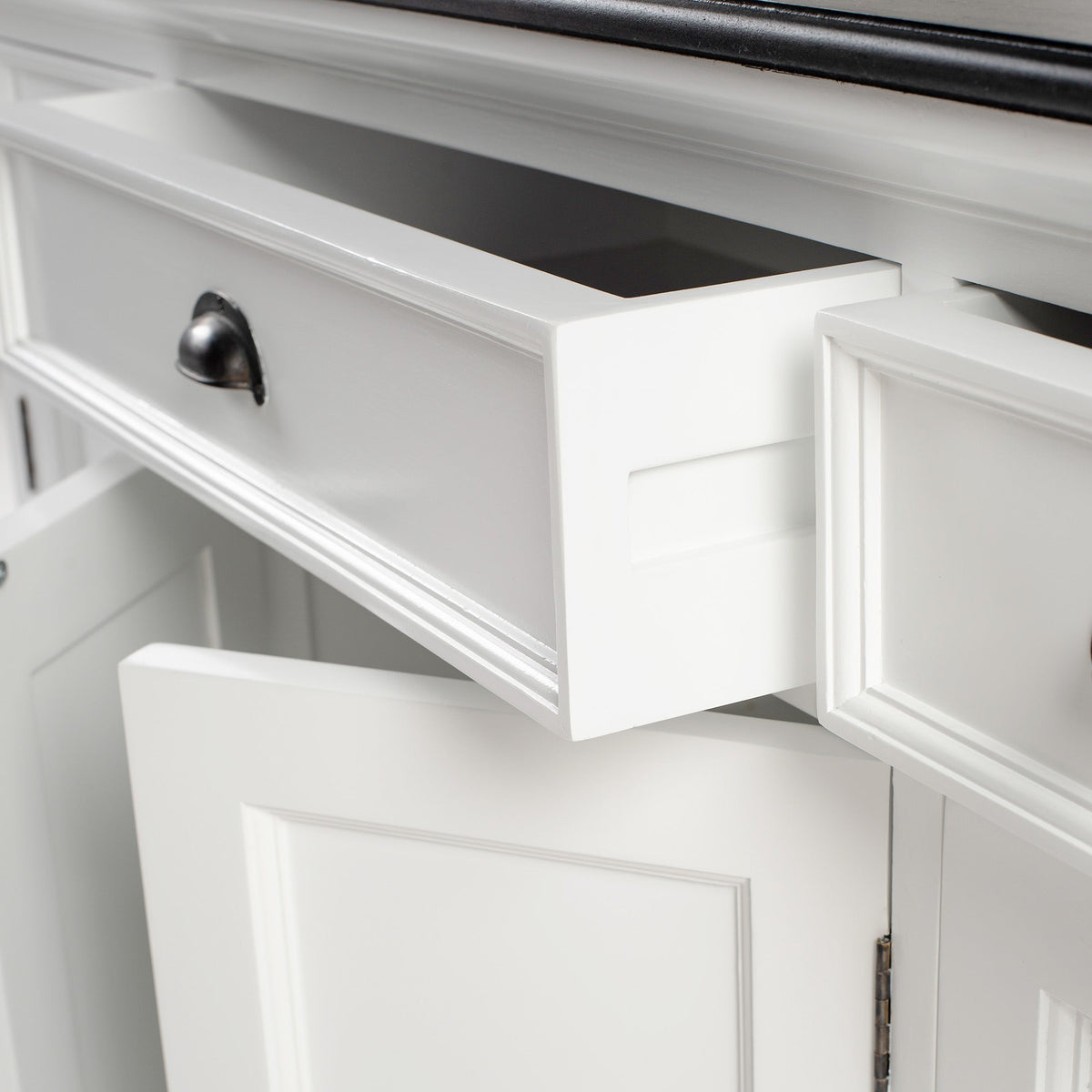 Buffet with 4 Doors 3 Drawers - Classic White & Black - Lifestyle View | Marcottestyle