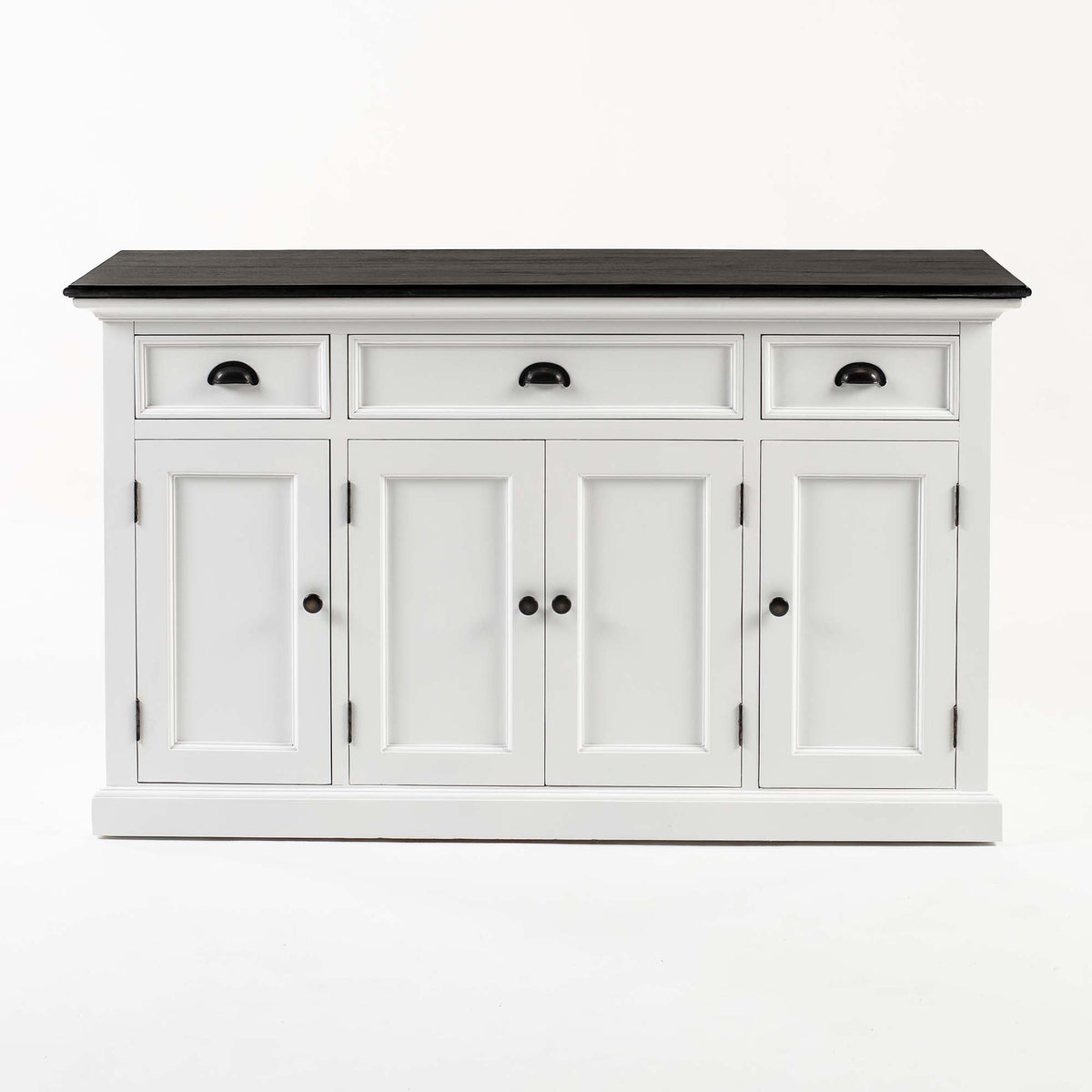 Buffet with 4 Doors 3 Drawers - Classic White & Black | Marcottestyle