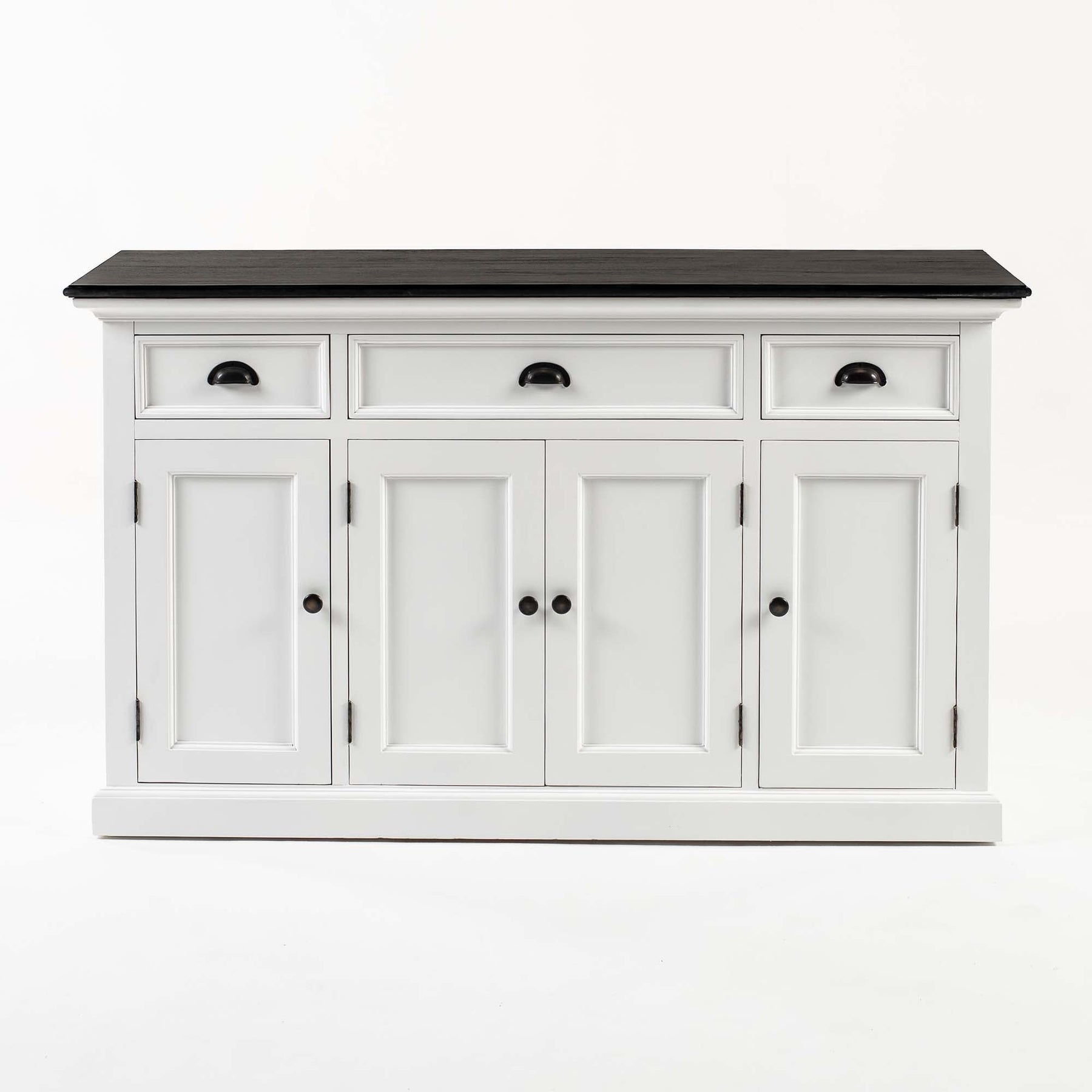 Buffet avec 4 Portes 3 Tiroirs - Classique Blanc & Noir