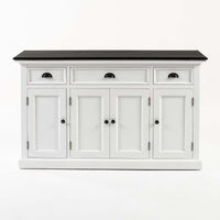 Buffet avec 4 Portes 3 Tiroirs - Classique Blanc & Noir