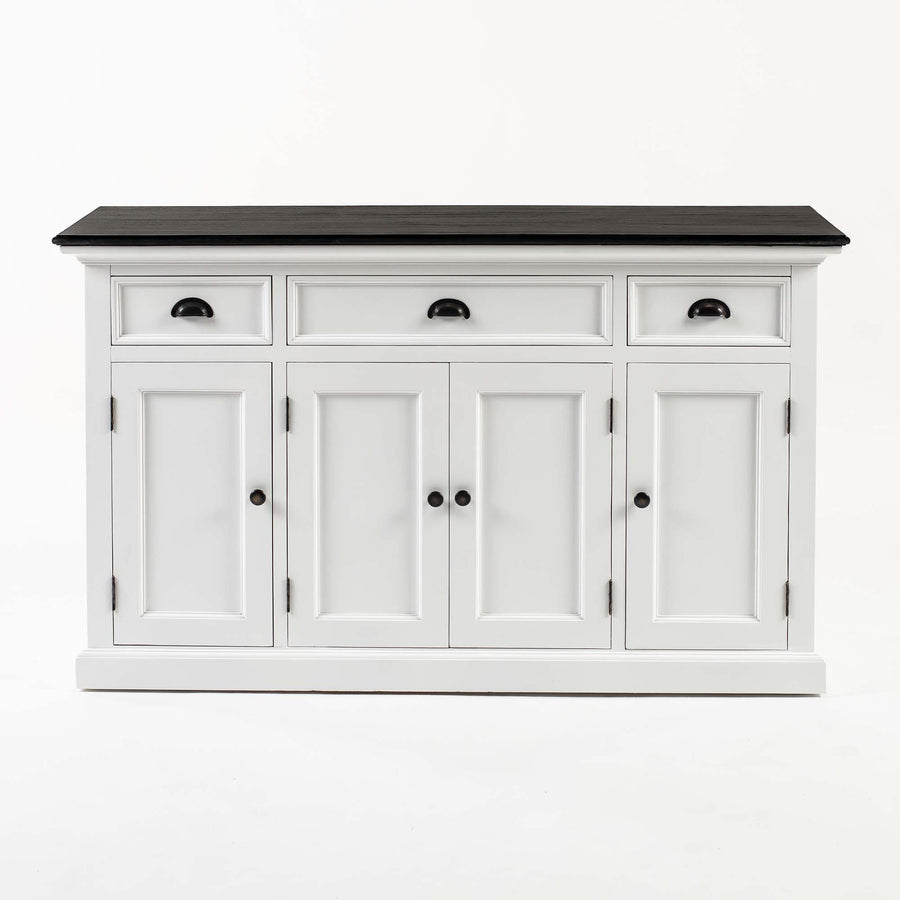 Buffet avec 4 Portes 3 Tiroirs - Classique Blanc & Noir