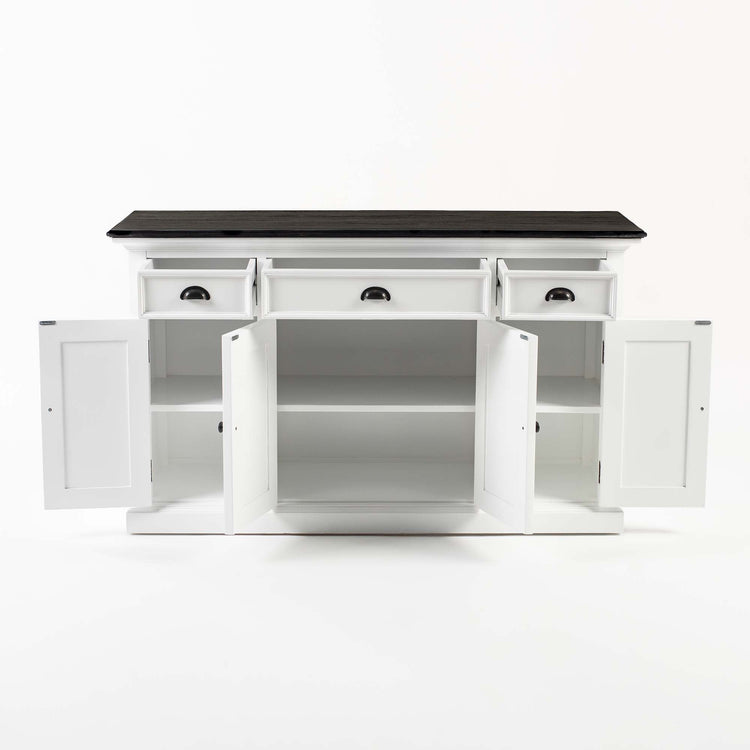 Buffet with 4 Doors 3 Drawers - Classic White & Black - Lifestyle View | Marcottestyle