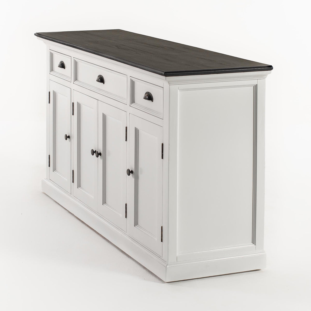 Buffet with 4 Doors 3 Drawers - Classic White & Black - Lifestyle View | Marcottestyle