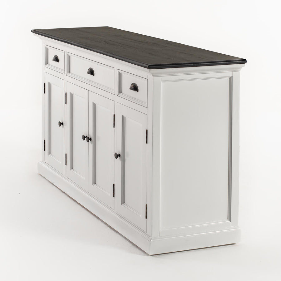 Buffet avec 4 Portes 3 Tiroirs - Classique Blanc & Noir