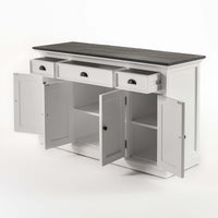 Buffet avec 4 Portes 3 Tiroirs - Classique Blanc & Noir
