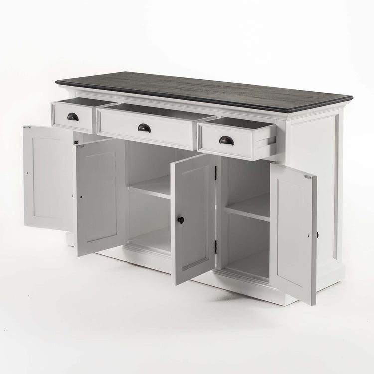 Buffet with 4 Doors 3 Drawers - Classic White & Black - Lifestyle View | Marcottestyle