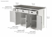 Buffet avec 4 Portes 3 Tiroirs - Classique Blanc & Noir