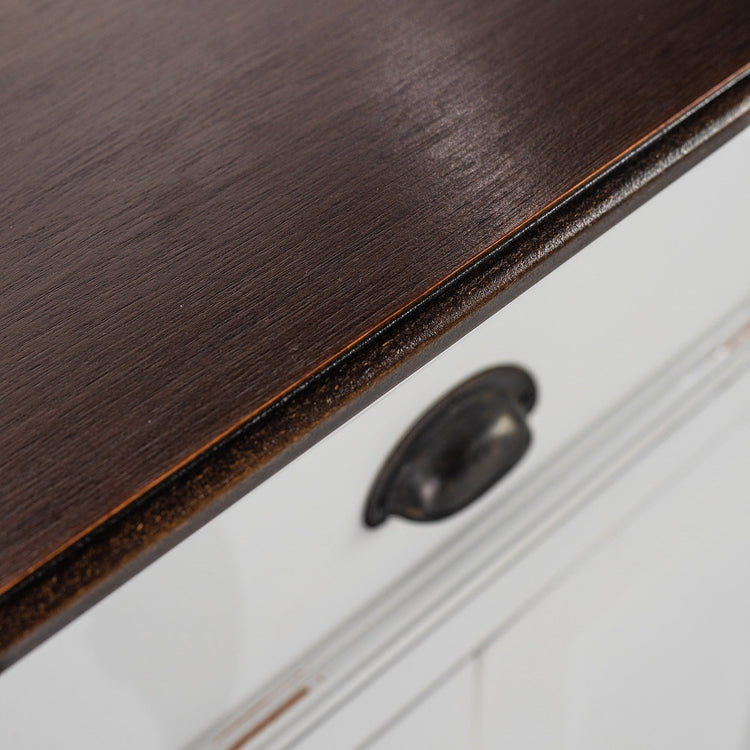 Halifax Accent Buffet with 4 Doors 3 Drawers - White Distress & Deep Brown - Lifestyle View | Marcottestyle