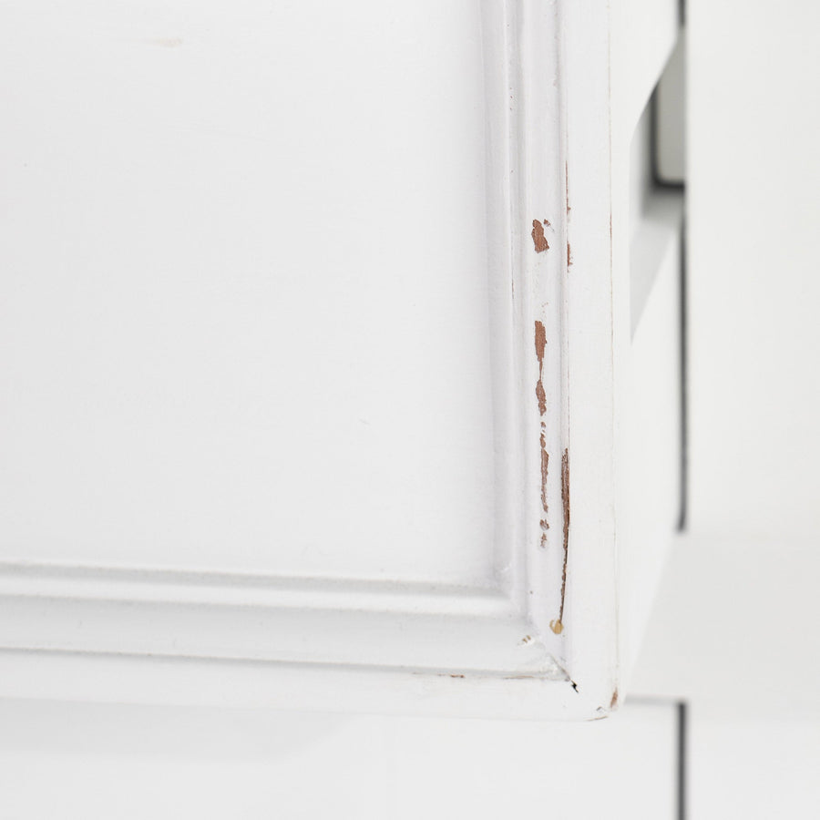 Halifax Accent Buffet avec 4 Portes 3 Tiroirs - Blanc Distress & Deep Marron