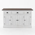 Halifax Accent Buffet avec 4 Portes 3 Tiroirs - Blanc Distress & Deep Marron