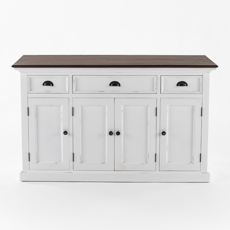 Halifax Accent Buffet with 4 Doors 3 Drawers - White Distress & Deep Brown | Marcottestyle
