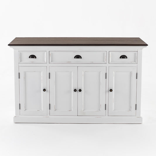 Halifax Accent Buffet with 4 Doors 3 Drawers - White Distress & Deep Brown | Marcottestyle