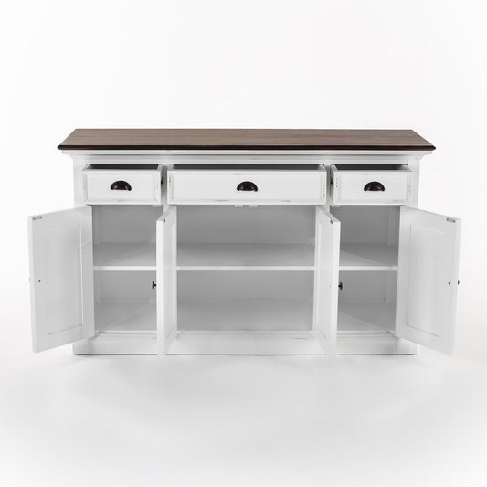 Halifax Accent Buffet with 4 Doors 3 Drawers - White Distress & Deep Brown - Lifestyle View | Marcottestyle