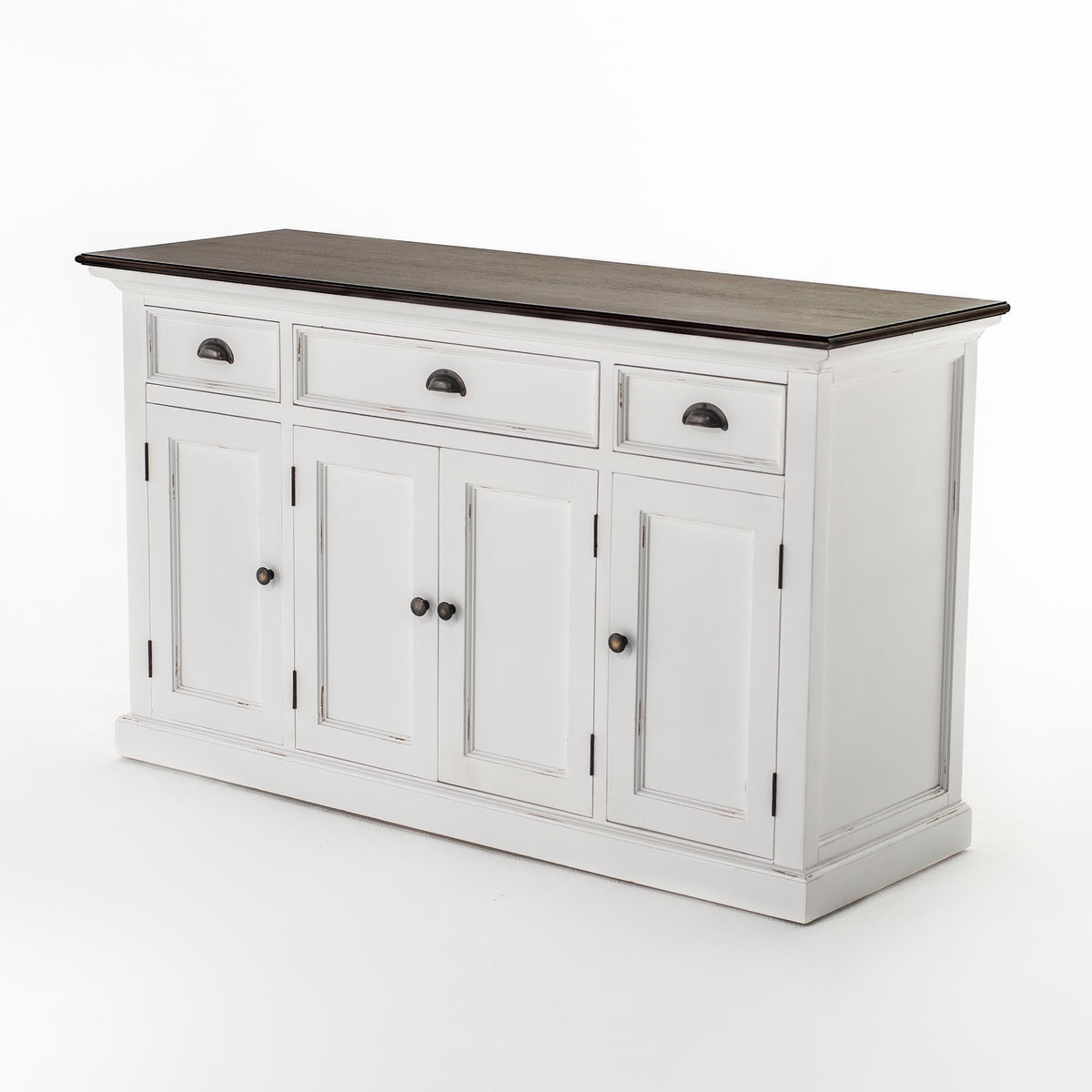 Halifax Accent Buffet with 4 Doors 3 Drawers - White Distress & Deep Brown - Lifestyle View | Marcottestyle