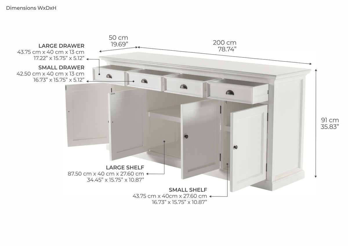 Halifax Buffet with 4 Drawers and 4 Doors - Lifestyle View | Marcottestyle