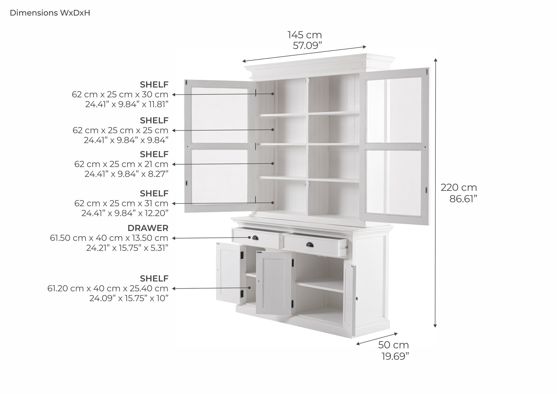 Halifax Buffet & Hutch - Weiß | Marcottestyle