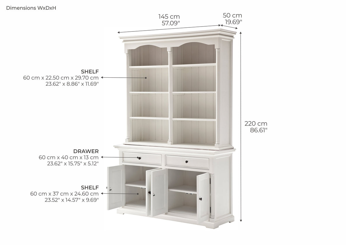 Provence Buffet and Open Hutch Cabinet - Blanc | Marcottestyle