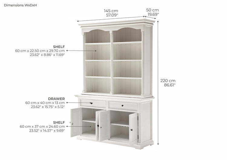 Provence Buffet and Open Hutch Cabinet - Blanc | Marcottestyle