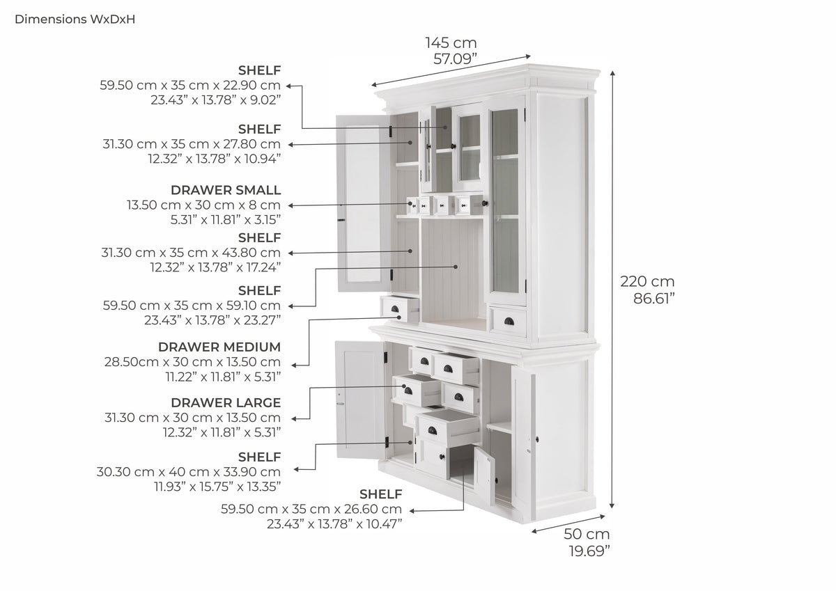 Halifax Kitchen Buffet & Hutch - Blanc | Marcottestyle