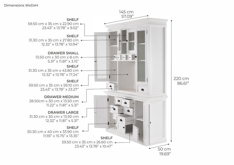 Halifax Kitchen Buffet & Hutch - Blanc | Marcottestyle