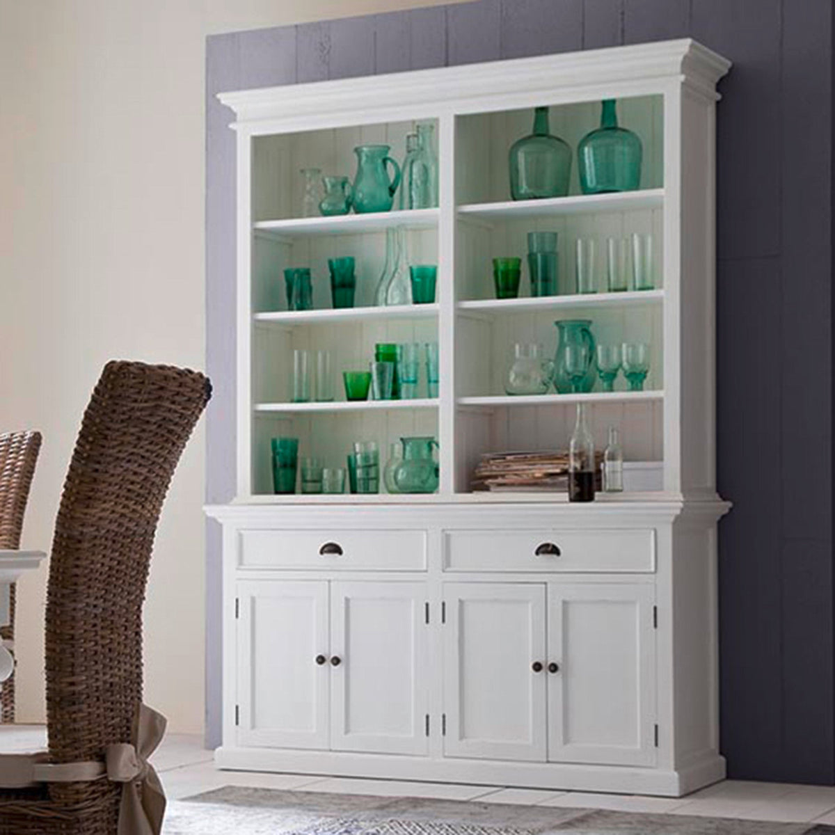 Halifax Buffet & Open Shelf Hutch - Blanc - lifestyle | Marcottestyle