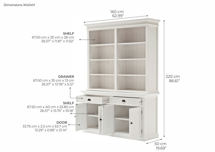 Halifax Buffet & Open Shelf Hutch - Blanc | Marcottestyle
