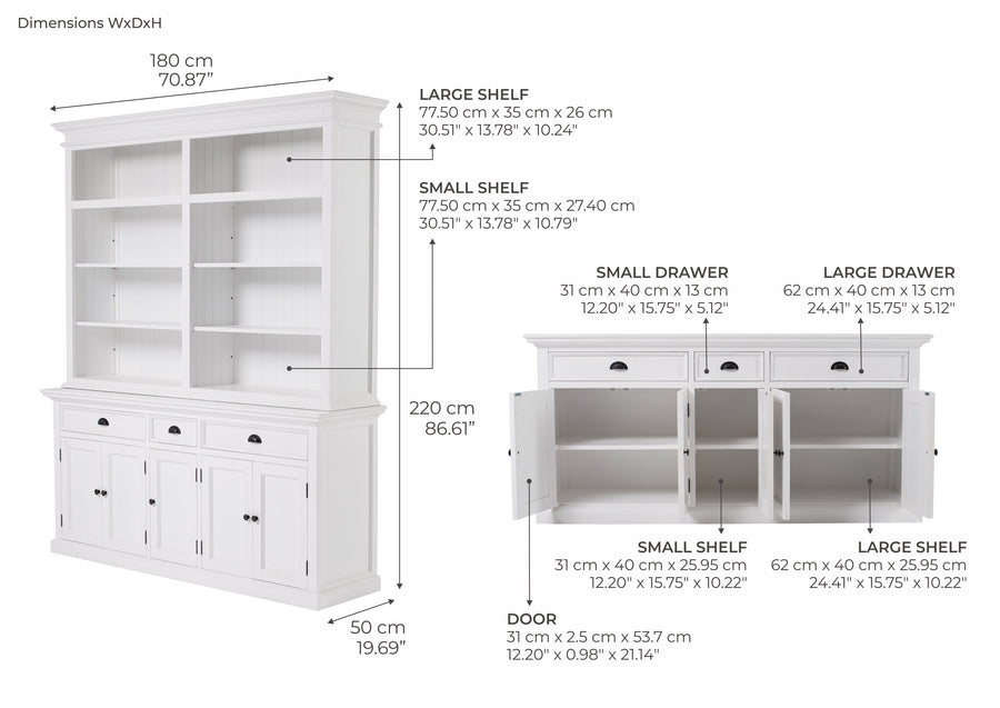 Aufsatzschrank Bücherregal 5 Türen, 3 Schubladen
