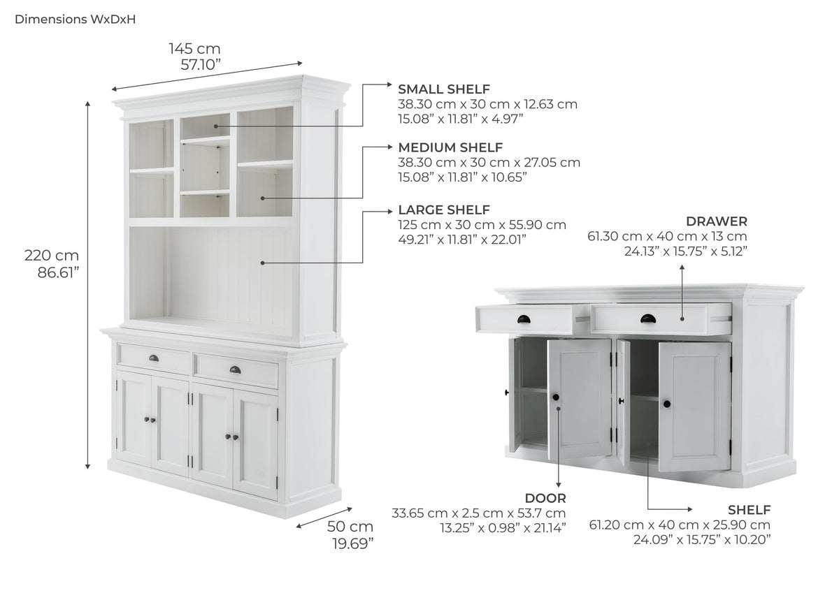 Buffet Hutch Unit with 2 Adjustable Shelves - Lifestyle View | Marcottestyle