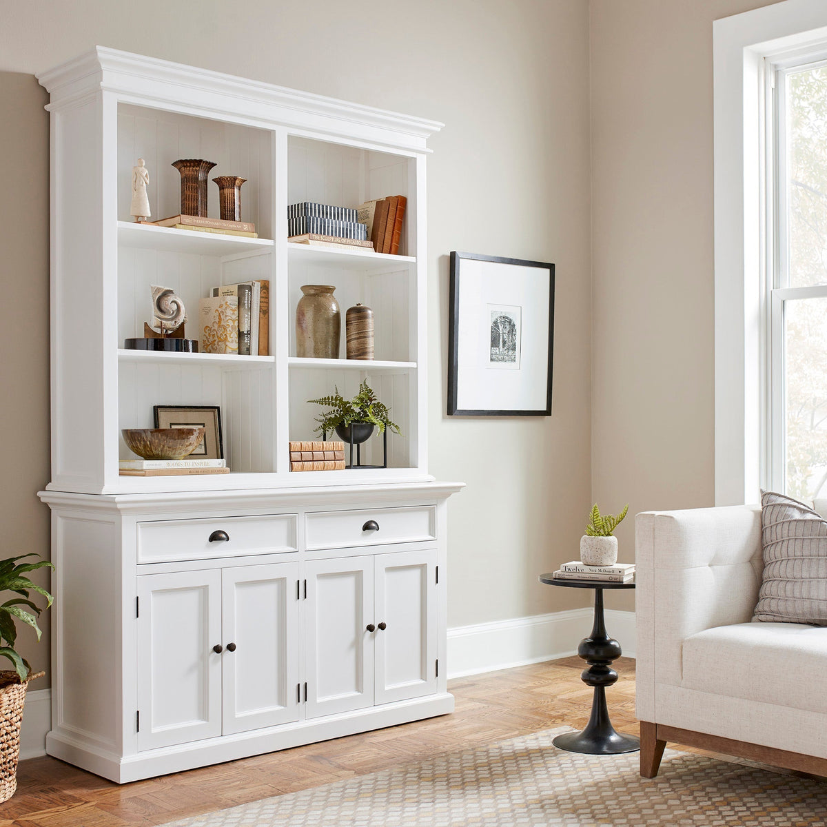 Buffet Hutch Unit with 6 Shelves - Lifestyle View | Marcottestyle