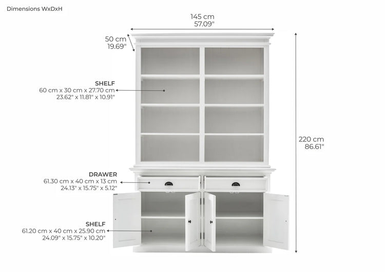 Buffet Hutch Unit with 8 Shelves - Lifestyle View | Marcottestyle