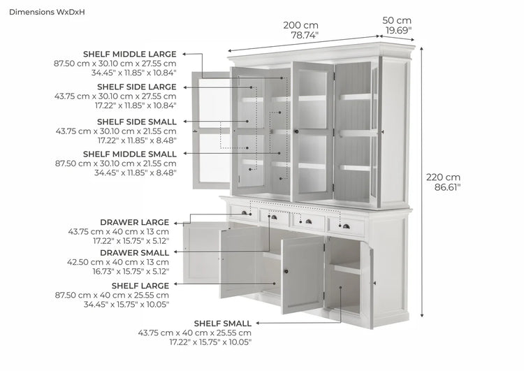 Buffet Hutch Unit with 4 Glass Doors - Photo lifestyle | Marcottestyle