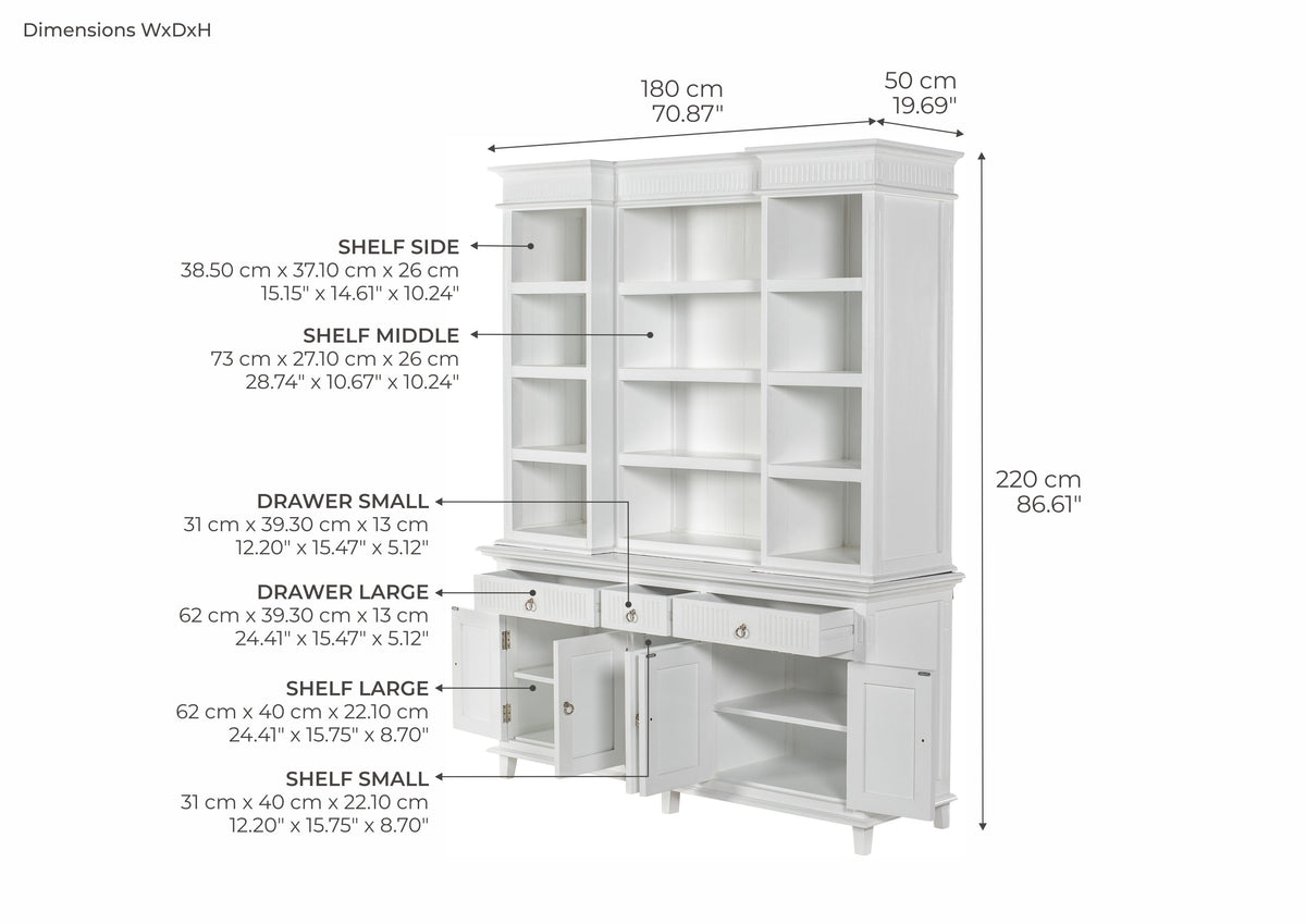 Skansen Kitchen Hutch Cabinet with 5 Doors 3 Drawers - Photo lifestyle | Marcottestyle