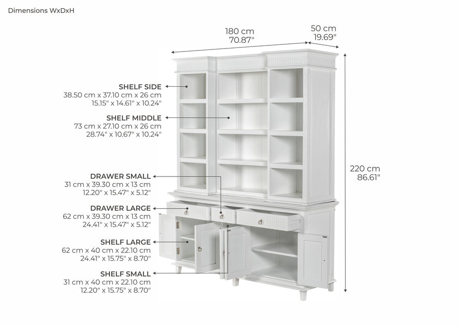 Skansen Vaisselier de cuisine Armoire avec 5 Portes 3 Tiroirs