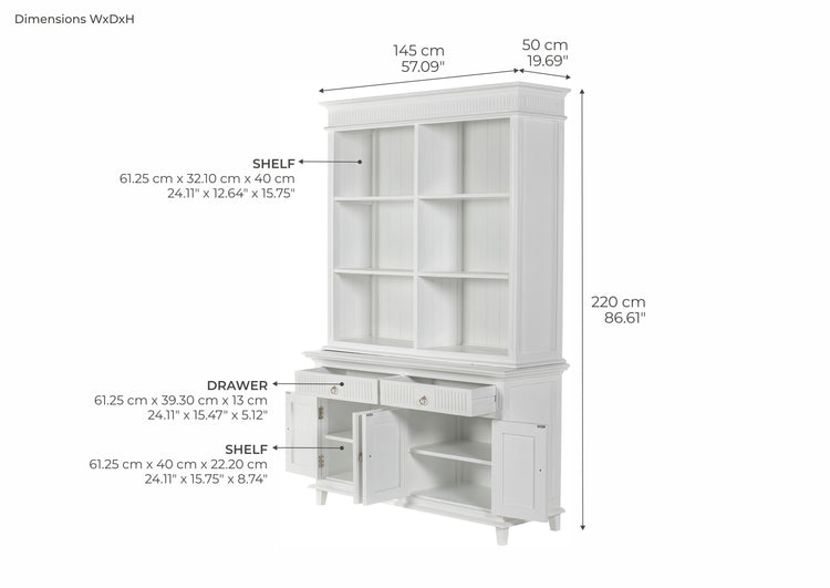 Skansen Hutch Unit with 6 Shelves - Lifestyle View | Marcottestyle