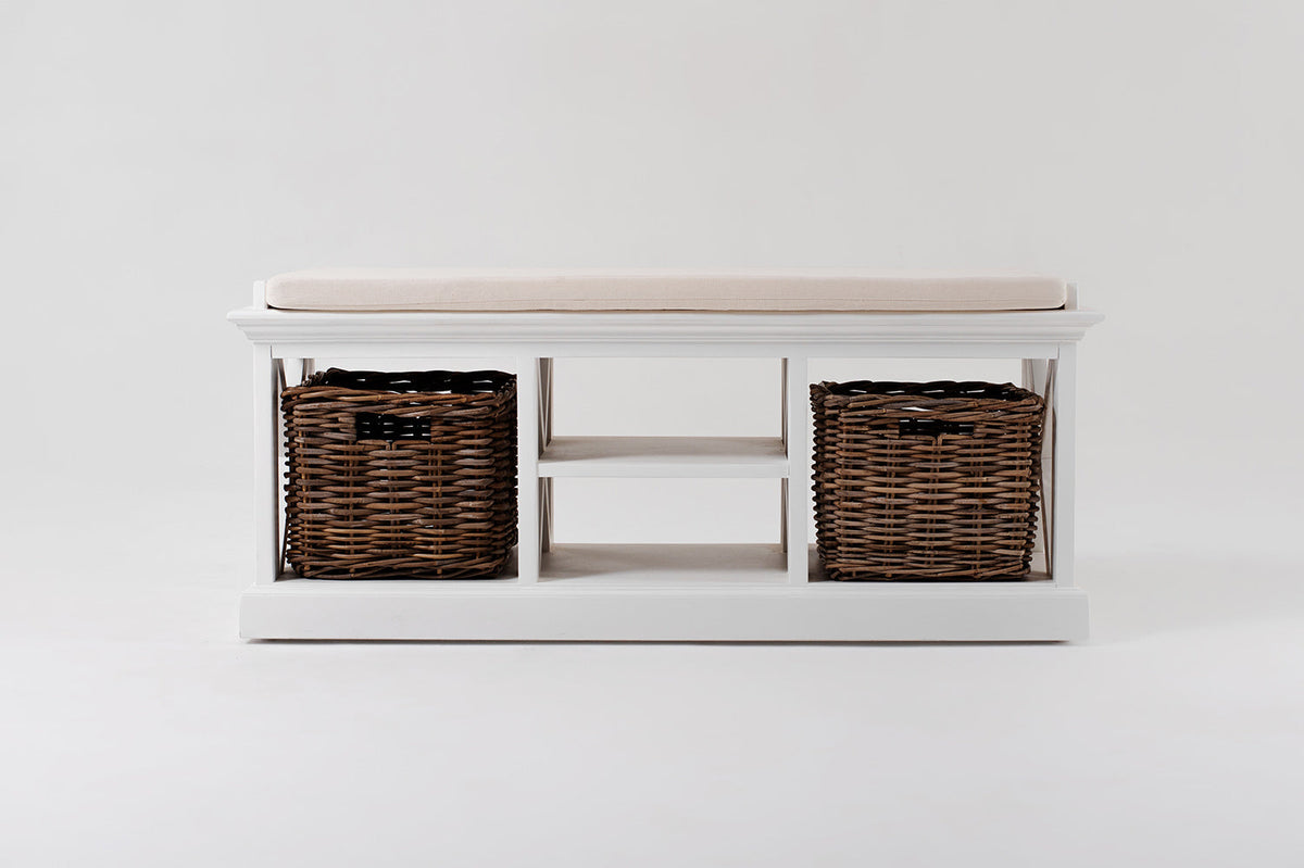 Halifax Bench Seat With Cushion - Blanc | Marcottestyle