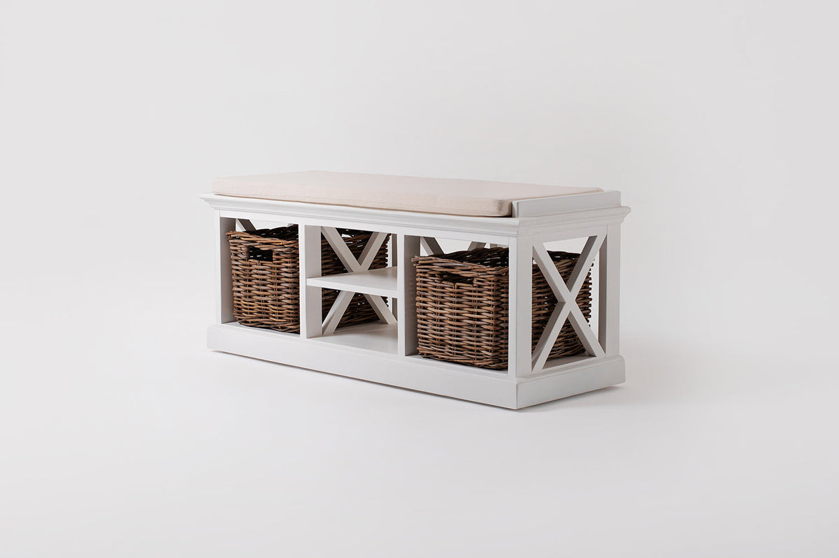 Halifax Bench Seat With Cushion - Blanc | Marcottestyle