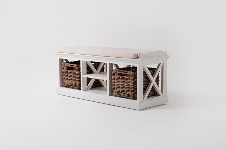 Halifax Bench Seat With Cushion - Blanc | Marcottestyle