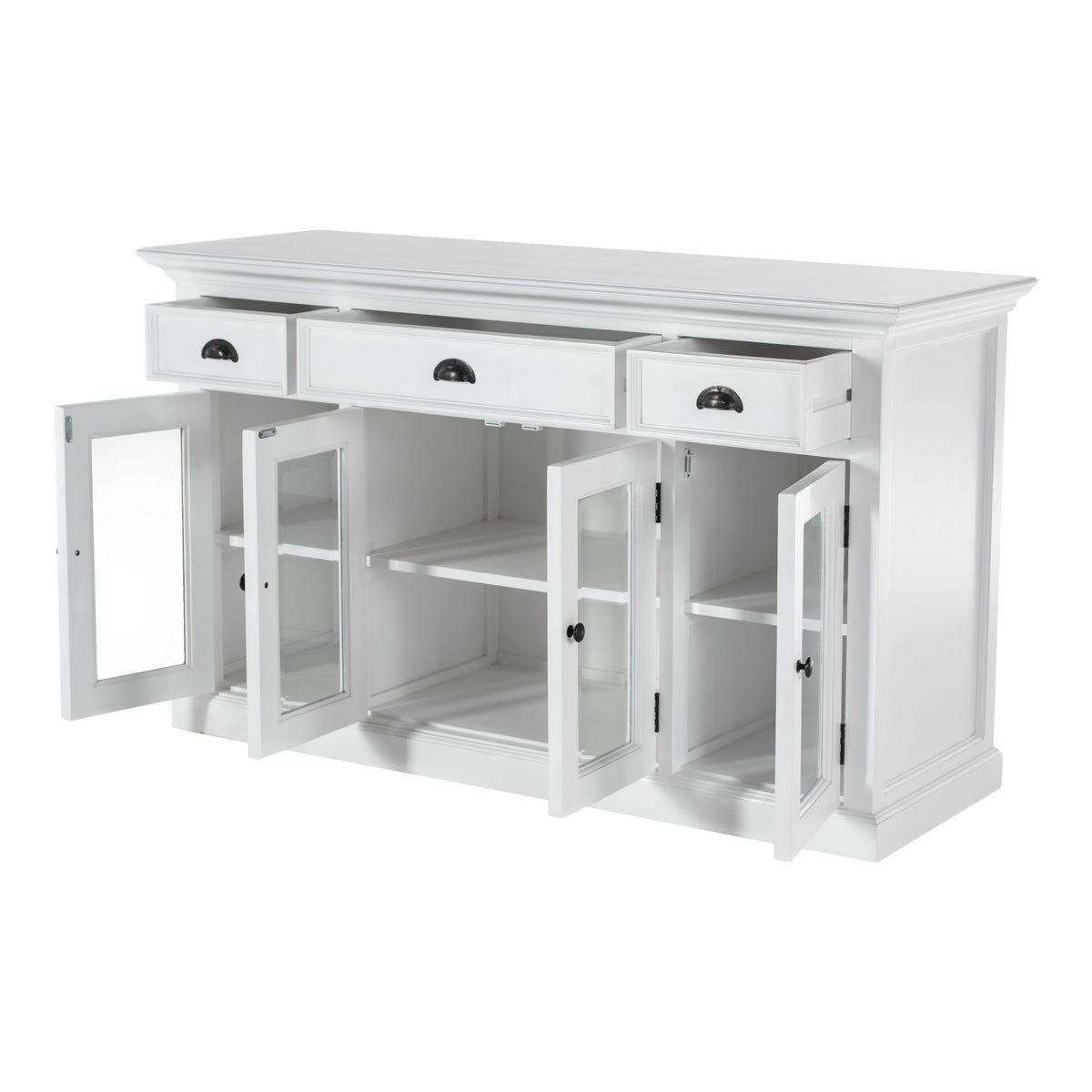 Buffet with 4 Glass Doors 3 Drawers | Marcottestyle