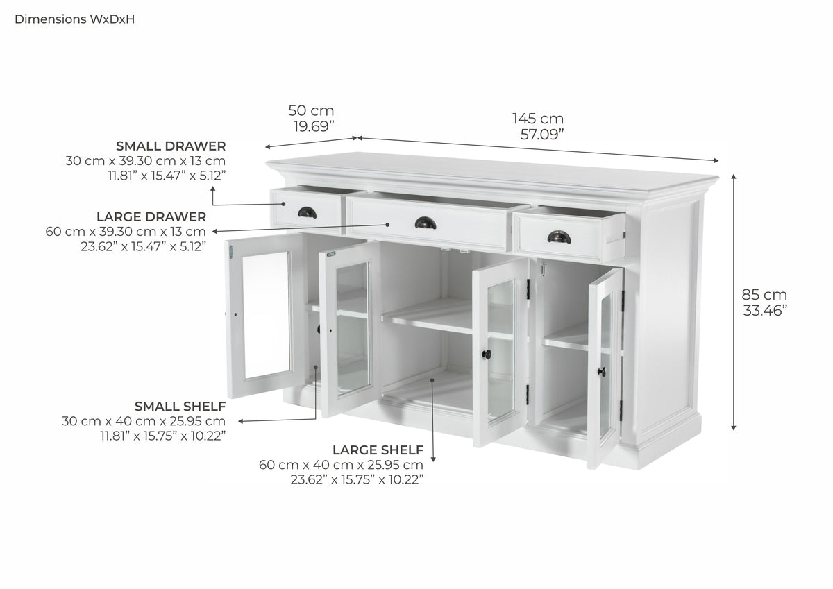 Buffet with 4 Glass Doors 3 Drawers | Marcottestyle