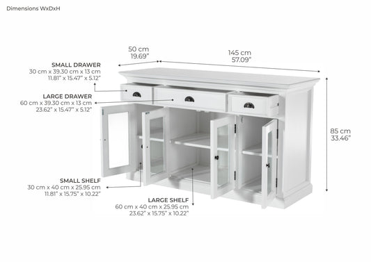Buffet with 4 Glass Doors 3 Drawers | Marcottestyle