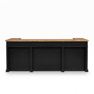 Bar Counter - Langeais - Solid Wood - 300 x 80 x 115 cm - Black with Oak Top