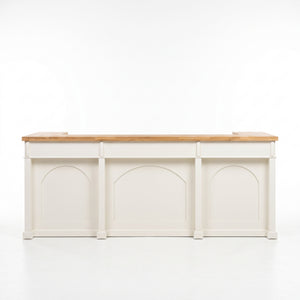 Bar Counter - Langeais - Solid Wood - 300 x 80 x 115 cm - White with Oak Top