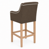 Bar Stool Canon - Brown Fabric & Natural Oak Legs - 64 x 60 x 131 cm